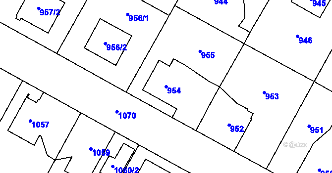Parcela st. 954 v KÚ Ďáblice, Katastrální mapa
