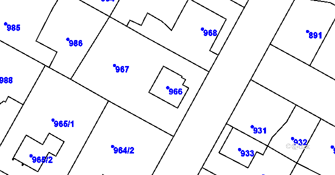 Parcela st. 966 v KÚ Ďáblice, Katastrální mapa