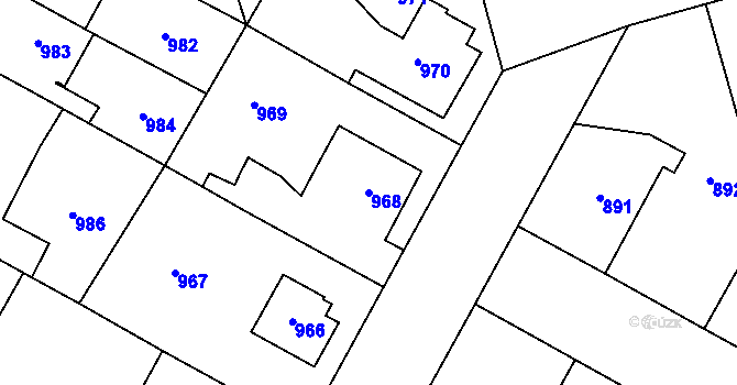 Parcela st. 968 v KÚ Ďáblice, Katastrální mapa