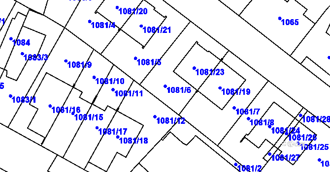 Parcela st. 1081/6 v KÚ Ďáblice, Katastrální mapa