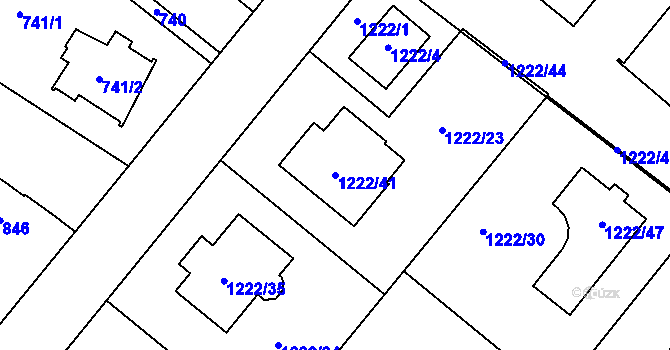 Parcela st. 1222/41 v KÚ Ďáblice, Katastrální mapa