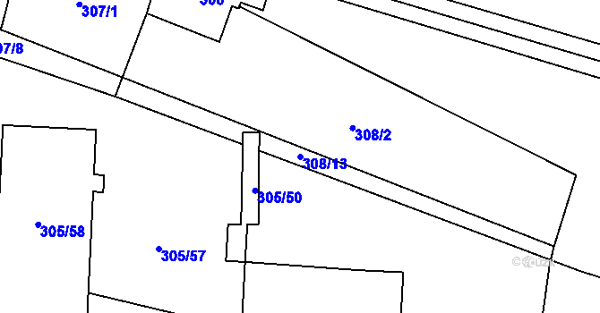 Parcela st. 308/13 v KÚ Ďáblice, Katastrální mapa