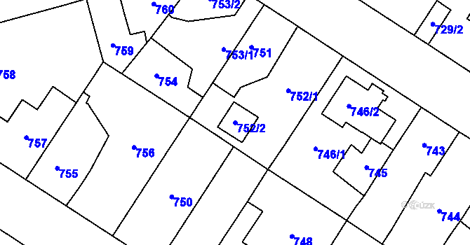 Parcela st. 752/2 v KÚ Ďáblice, Katastrální mapa