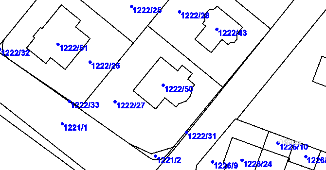 Parcela st. 1222/50 v KÚ Ďáblice, Katastrální mapa