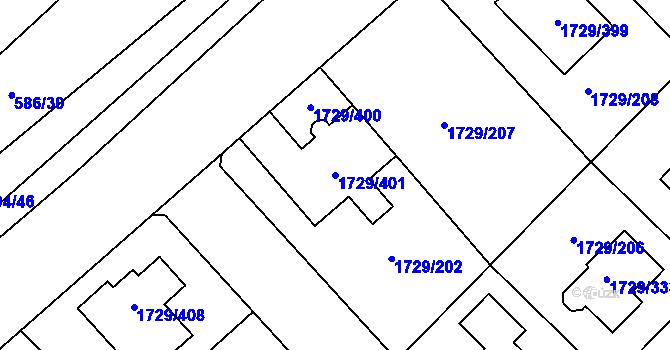 Parcela st. 1729/401 v KÚ Ďáblice, Katastrální mapa