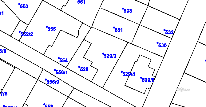 Parcela st. 529/3 v KÚ Ďáblice, Katastrální mapa