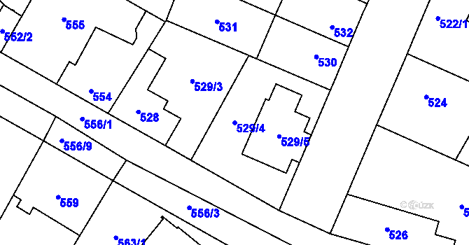 Parcela st. 529/4 v KÚ Ďáblice, Katastrální mapa