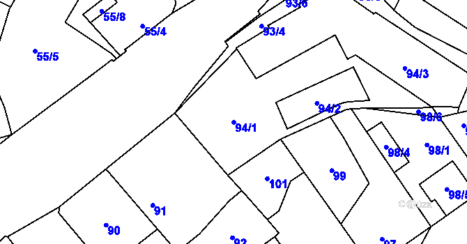 Parcela st. 94/1 v KÚ Ďáblice, Katastrální mapa