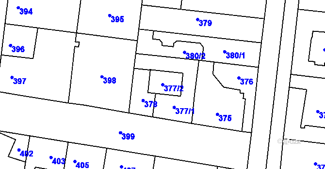 Parcela st. 377/2 v KÚ Ďáblice, Katastrální mapa