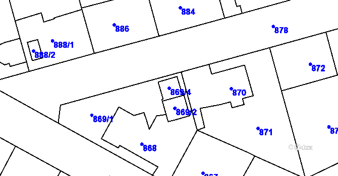 Parcela st. 869/4 v KÚ Ďáblice, Katastrální mapa
