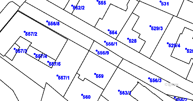 Parcela st. 556/9 v KÚ Ďáblice, Katastrální mapa