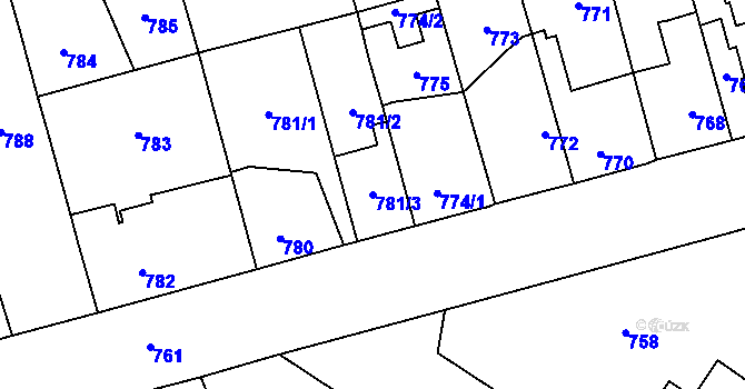 Parcela st. 781/3 v KÚ Ďáblice, Katastrální mapa