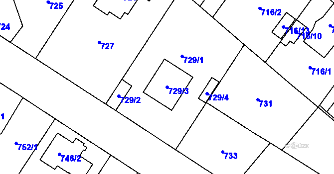 Parcela st. 729/3 v KÚ Ďáblice, Katastrální mapa