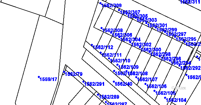 Parcela st. 1562/111 v KÚ Ďáblice, Katastrální mapa