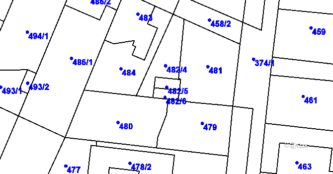 Parcela st. 482/5 v KÚ Ďáblice, Katastrální mapa