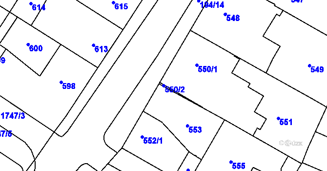 Parcela st. 550/2 v KÚ Ďáblice, Katastrální mapa