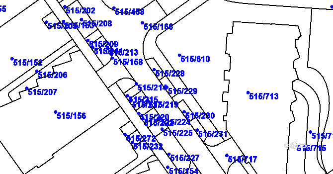 Parcela st. 515/229 v KÚ Střížkov, Katastrální mapa
