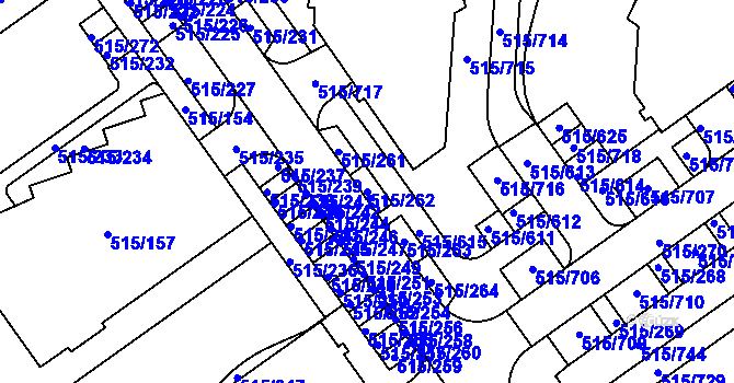 Parcela st. 515/262 v KÚ Střížkov, Katastrální mapa