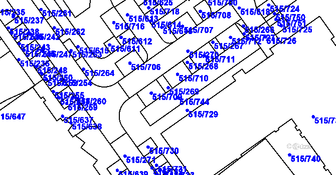 Parcela st. 515/269 v KÚ Střížkov, Katastrální mapa