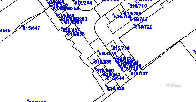 Parcela st. 515/271 v KÚ Střížkov, Katastrální mapa