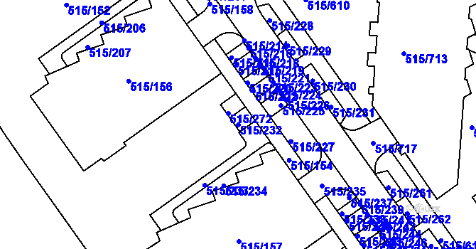 Parcela st. 515/232 v KÚ Střížkov, Katastrální mapa