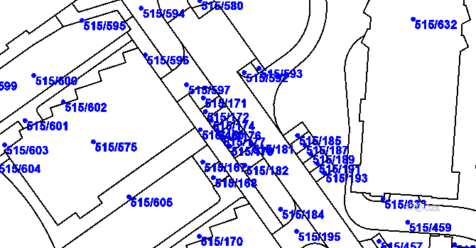 Parcela st. 515/178 v KÚ Střížkov, Katastrální mapa