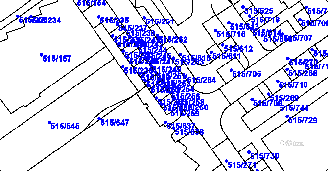 Parcela st. 515/254 v KÚ Střížkov, Katastrální mapa