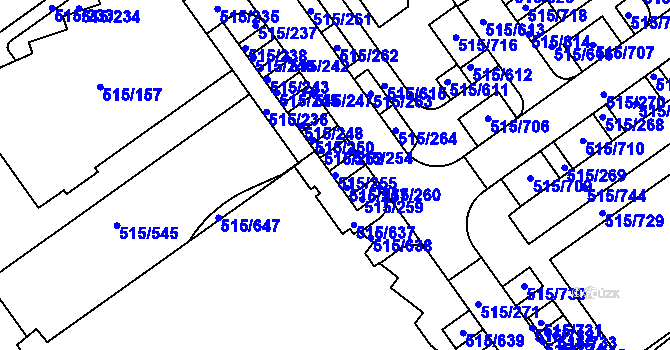 Parcela st. 515/255 v KÚ Střížkov, Katastrální mapa