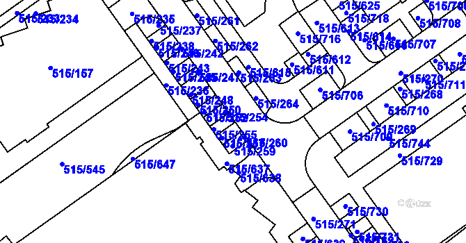 Parcela st. 515/256 v KÚ Střížkov, Katastrální mapa