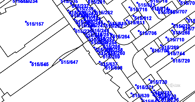 Parcela st. 515/257 v KÚ Střížkov, Katastrální mapa