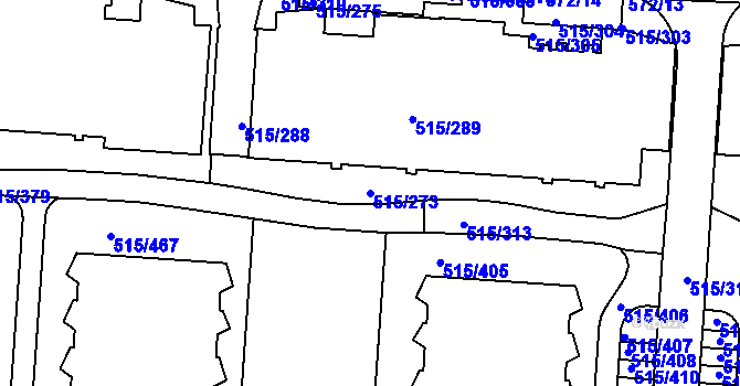 Parcela st. 515/273 v KÚ Střížkov, Katastrální mapa