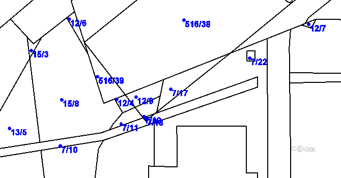 Parcela st. 7/17 v KÚ Střížkov, Katastrální mapa
