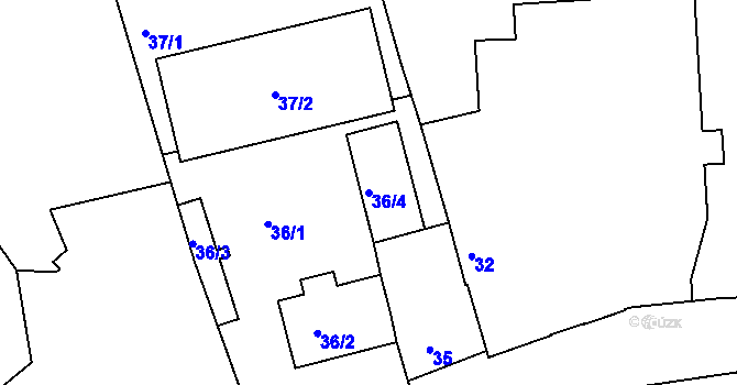 Parcela st. 36/4 v KÚ Střížkov, Katastrální mapa