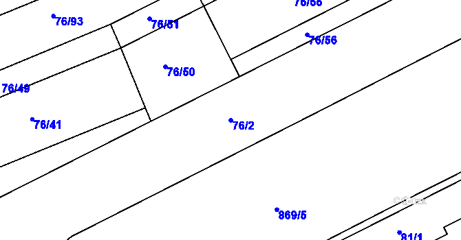 Parcela st. 76/2 v KÚ Střížkov, Katastrální mapa