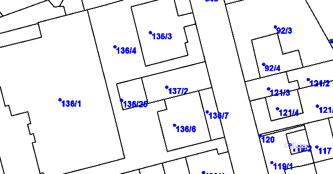 Parcela st. 137/2 v KÚ Střížkov, Katastrální mapa
