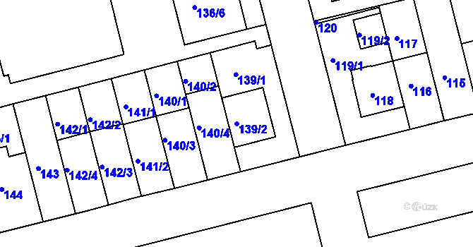 Parcela st. 139/2 v KÚ Střížkov, Katastrální mapa