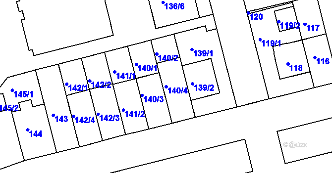 Parcela st. 140/4 v KÚ Střížkov, Katastrální mapa