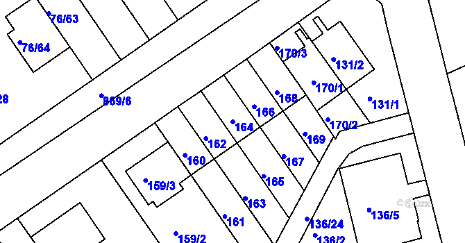 Parcela st. 164 v KÚ Střížkov, Katastrální mapa