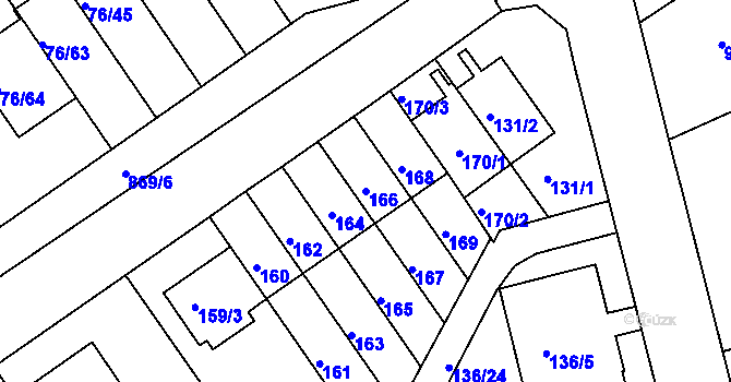 Parcela st. 166 v KÚ Střížkov, Katastrální mapa