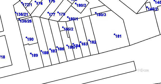 Parcela st. 183 v KÚ Střížkov, Katastrální mapa