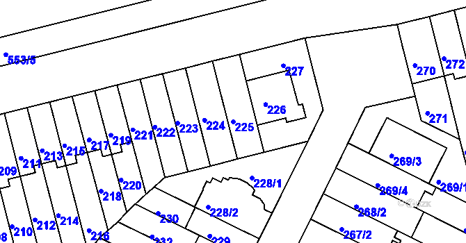 Parcela st. 225 v KÚ Střížkov, Katastrální mapa