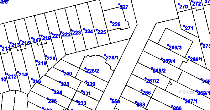 Parcela st. 228/1 v KÚ Střížkov, Katastrální mapa