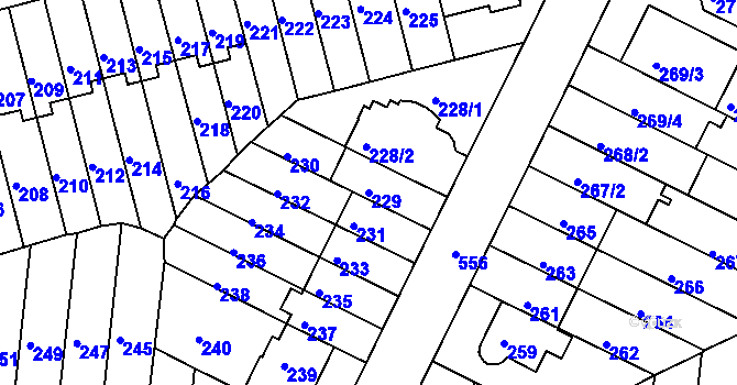 Parcela st. 229 v KÚ Střížkov, Katastrální mapa