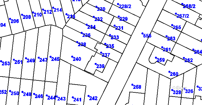 Parcela st. 237 v KÚ Střížkov, Katastrální mapa