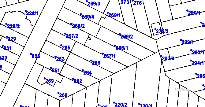 Parcela st. 267/1 v KÚ Střížkov, Katastrální mapa