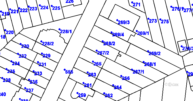 Parcela st. 267/2 v KÚ Střížkov, Katastrální mapa