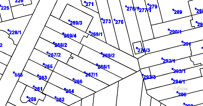 Parcela st. 269/2 v KÚ Střížkov, Katastrální mapa
