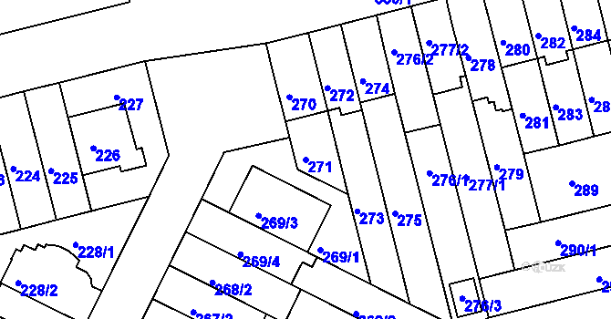 Parcela st. 271 v KÚ Střížkov, Katastrální mapa