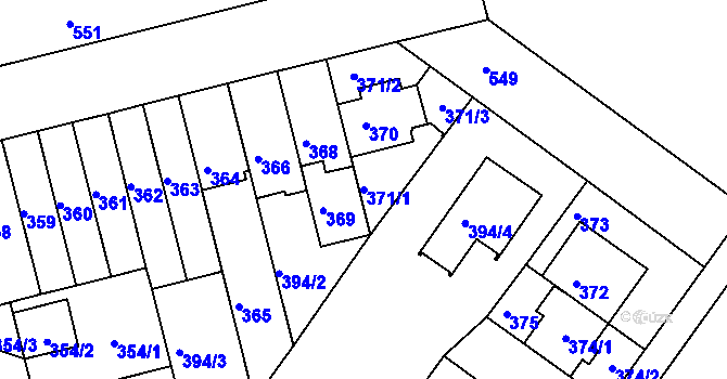 Parcela st. 371/1 v KÚ Střížkov, Katastrální mapa