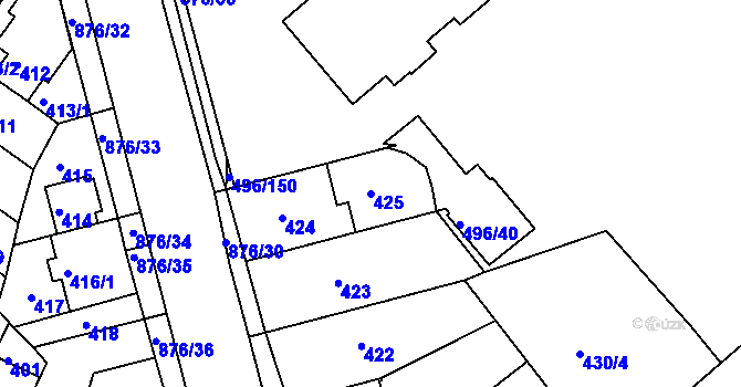 Parcela st. 425 v KÚ Střížkov, Katastrální mapa